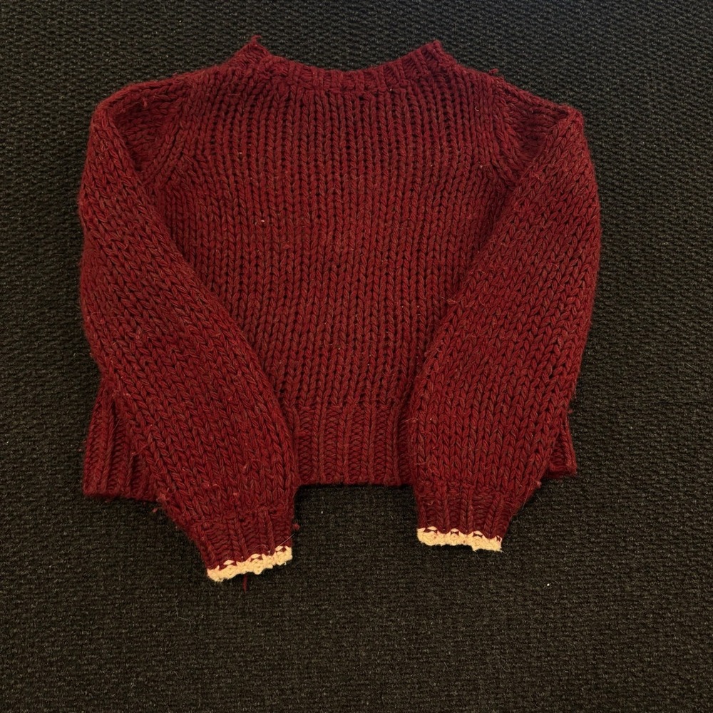 Free People Reindeer Ugly Christmas Pullover Sweater Knit Wool Blend Red XS - Picture 4 of 8